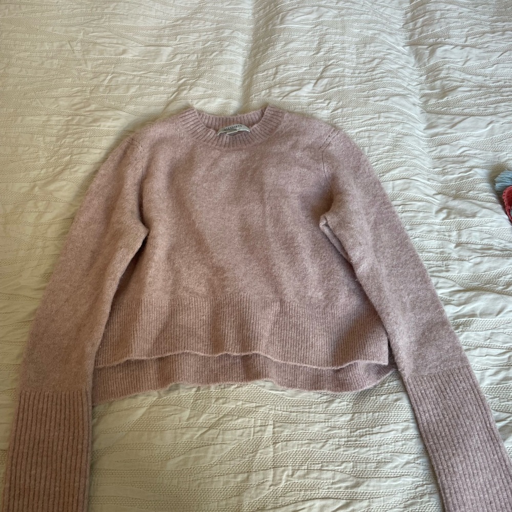 All saints cropped sweater light pink
